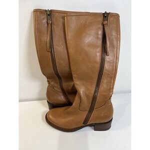 Lucky Brand Women's Heston Tall Boots‎ Leather Gingerbread Oiled Vachetta Sz 6.5
